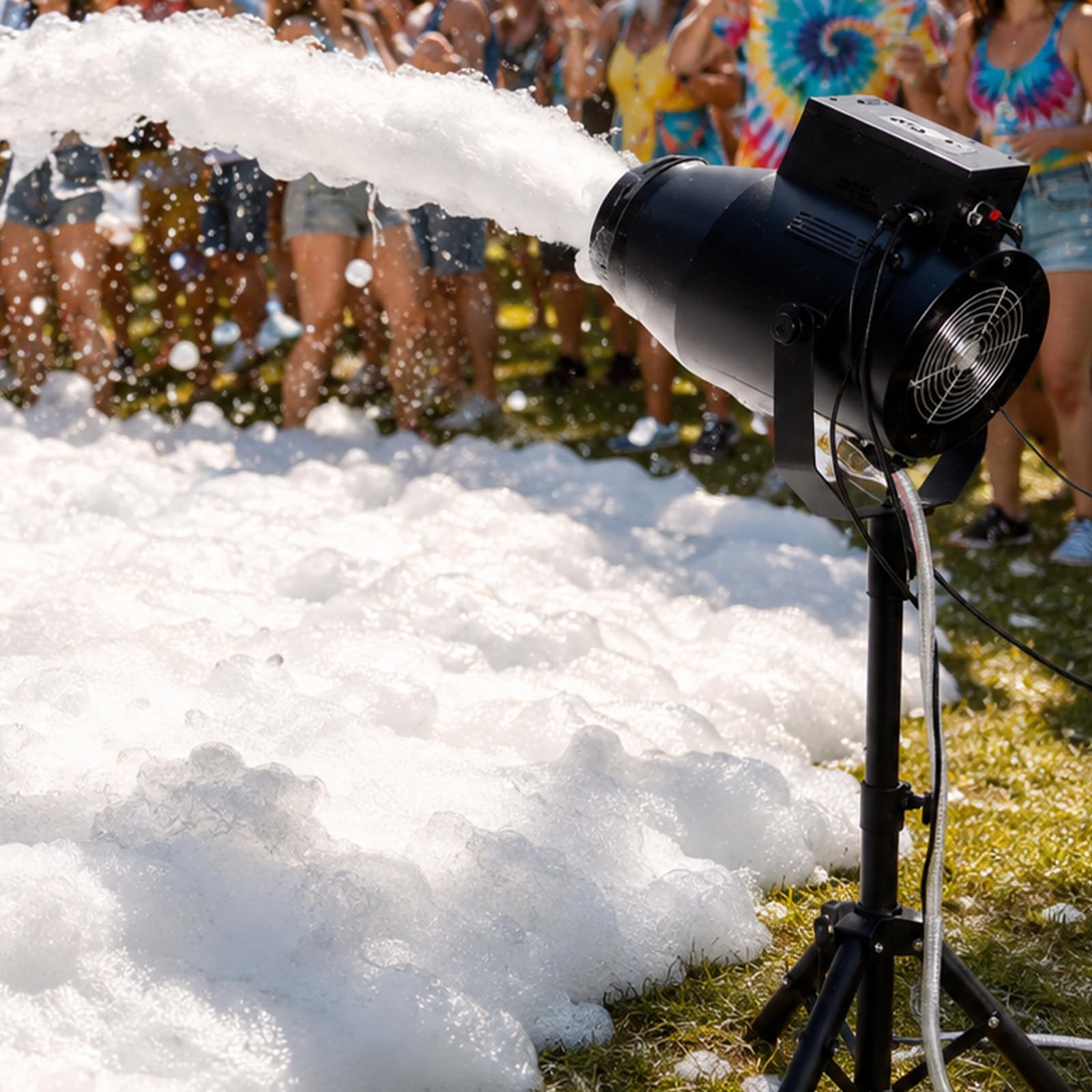 Pealiritansemen Black Foam Machine, Party Foam Cannon With Pump And Hose, 90-120 Cm Adjustable Tripod, Fast Foam Output For Birthday, School, Pool And Outdoor Events, Mall Shows And Garden Parties