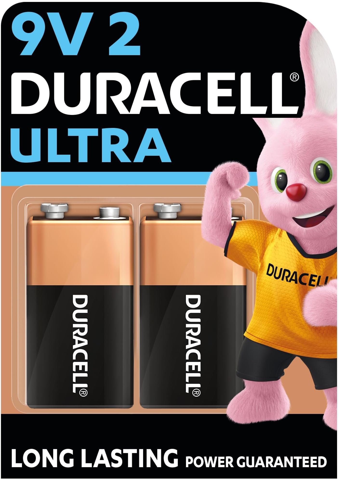 Duracell Ultra 9V Battery, Pack of 2, High-Drain Devices, Smoke Alarm, Radio, Smoke Detector