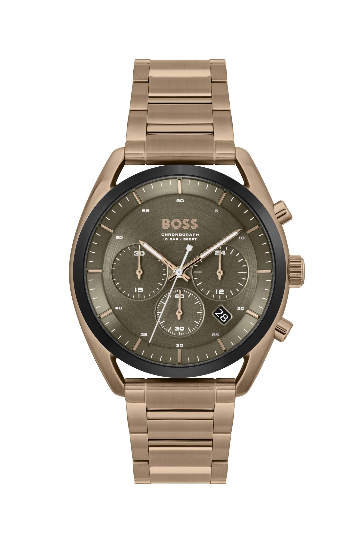 BOSS Top Qtz Fashion Chrono Olive Green Round Dial Mens Watch|Ionic Plated Beige Gold Steel Material|Gold Color Band - 1514094 (B0CFVSKQX1) Amazon Price History, Amazon Price Tracker