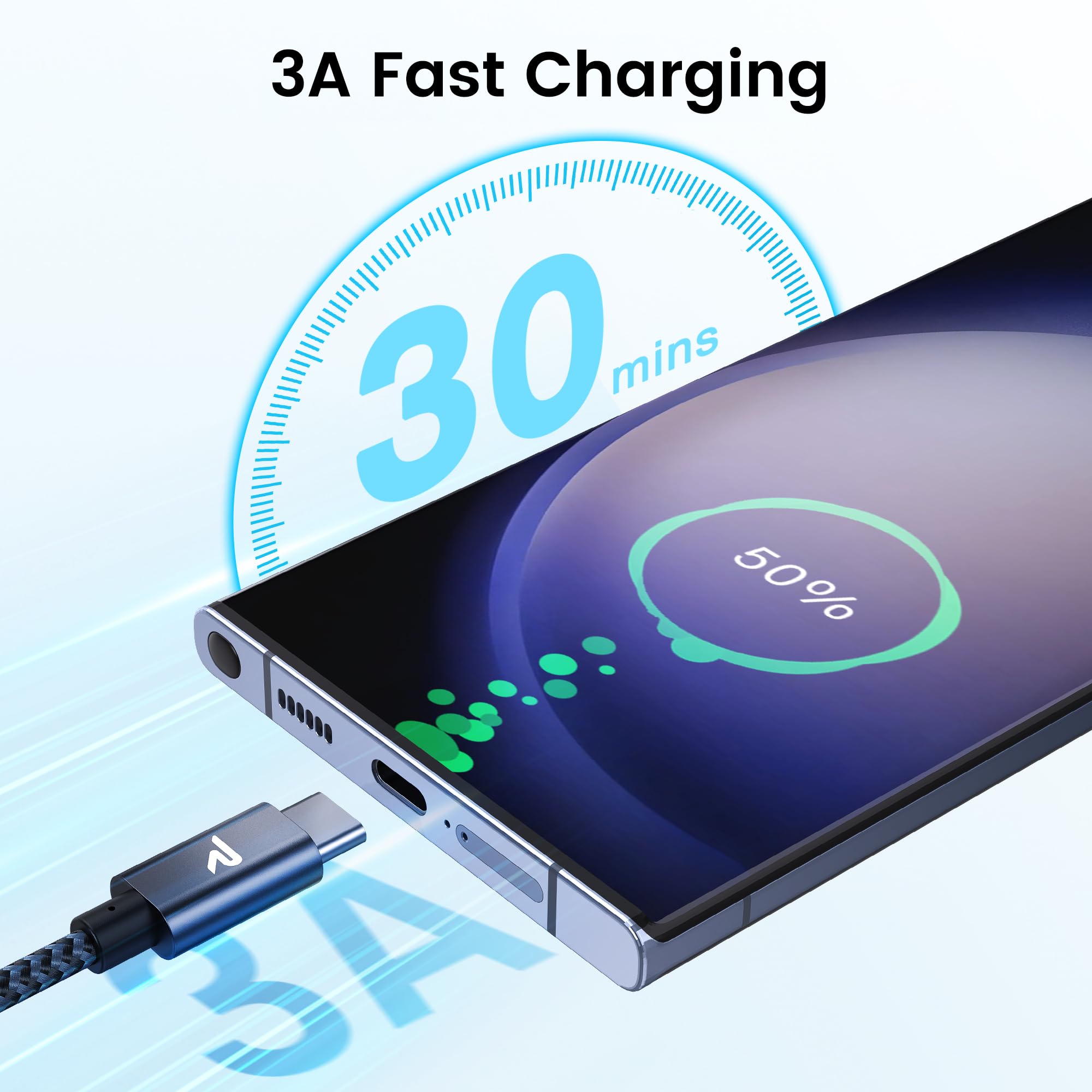 RAMPOW Cavo USB C USB C, Cavo USB C 60W, Cavo iPhone 16 Ricarica Rapida, Cavo iPhone 15 USB C per iPhone 15/15 Pro/16/16 Pro, Samsung S23/S22/S21/S20, iPad Pro/Air/Mini, Vivo, Xiaomi - Grigio, 1M
