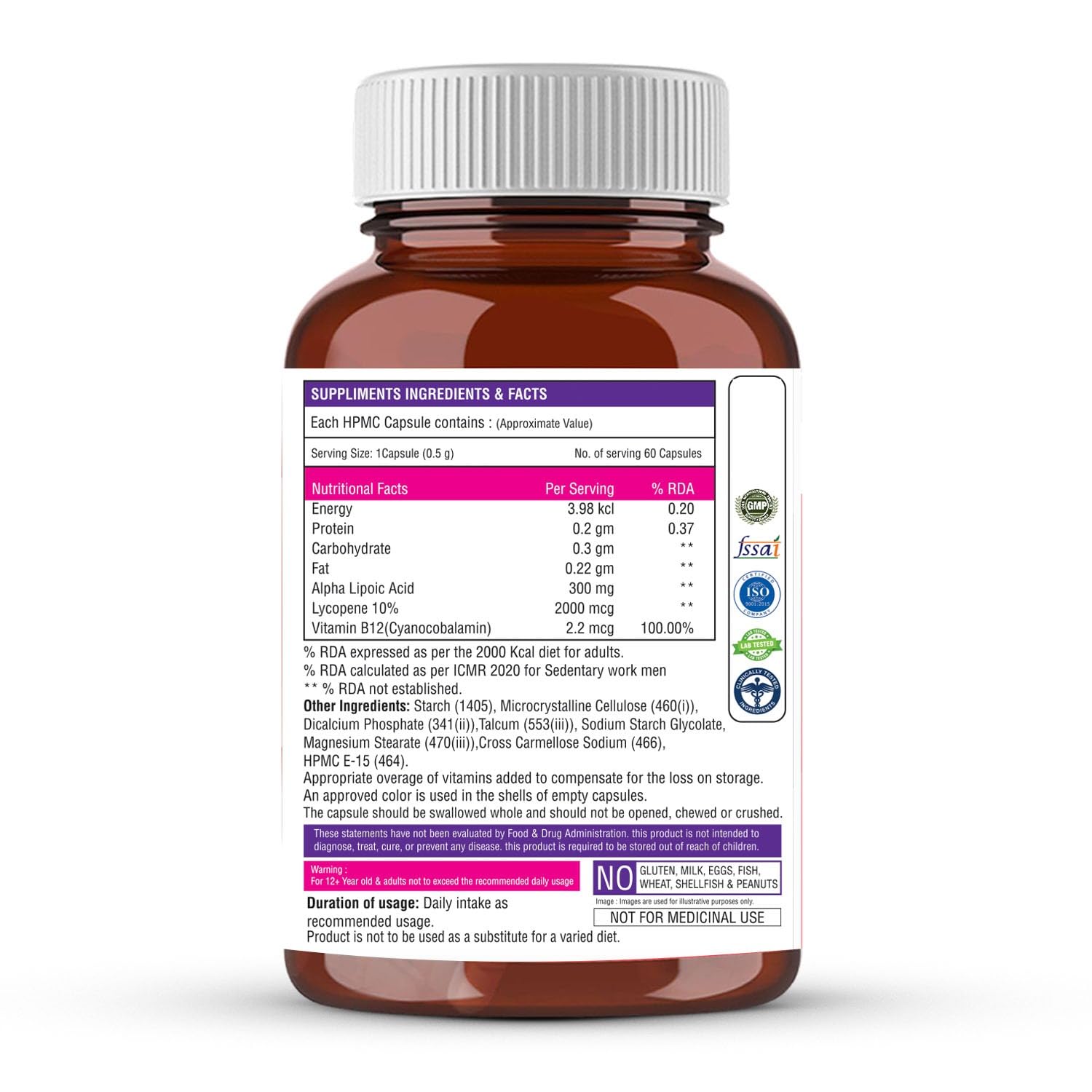 The Body Reserve Alpha Lipoic Acid 300mg with Lycopene & Vitamin B12 | Nerve Health, Energy, Antioxidant & Healthy Blood Sugar Support | Vegan, Non-GMO, 60 Tablets — Amazon image 7