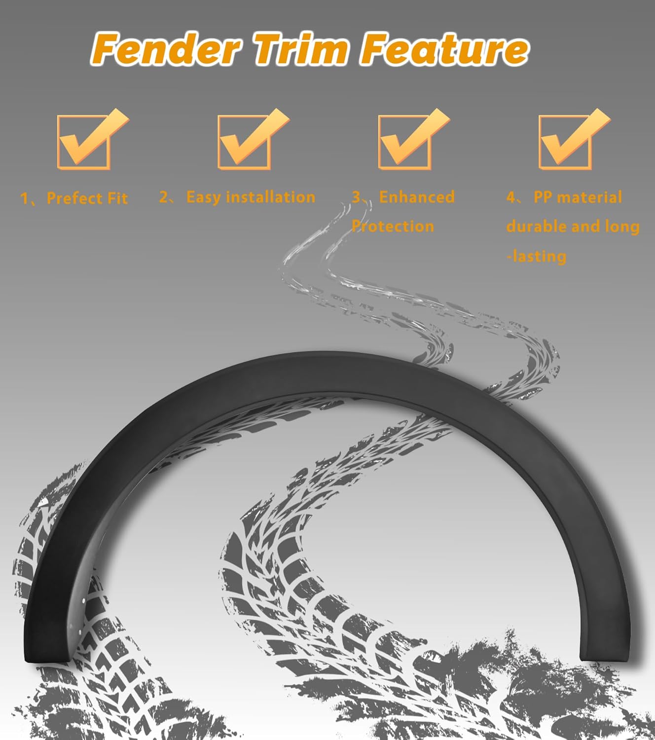 Rear Passenger Side Fender Trim Compatible with 2015-2023 Ford Transit 150 250 350 350HD Rear Right Door Molding Fender Flares CK4Z61280K96AC