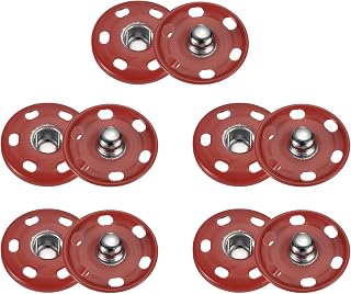 sourcing map Juego de 5 botones a presión de metal de 25 mm para coser a presión para cierre de bolso, bolso, ropa, costura, manualidades, color rojo