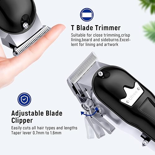 Miniatura 4 de Ufree Cortadora de pelo profesional + kit de recortadora de cabello y barba, juegos profesionales de cortapelos para hombres, mujeres y niños