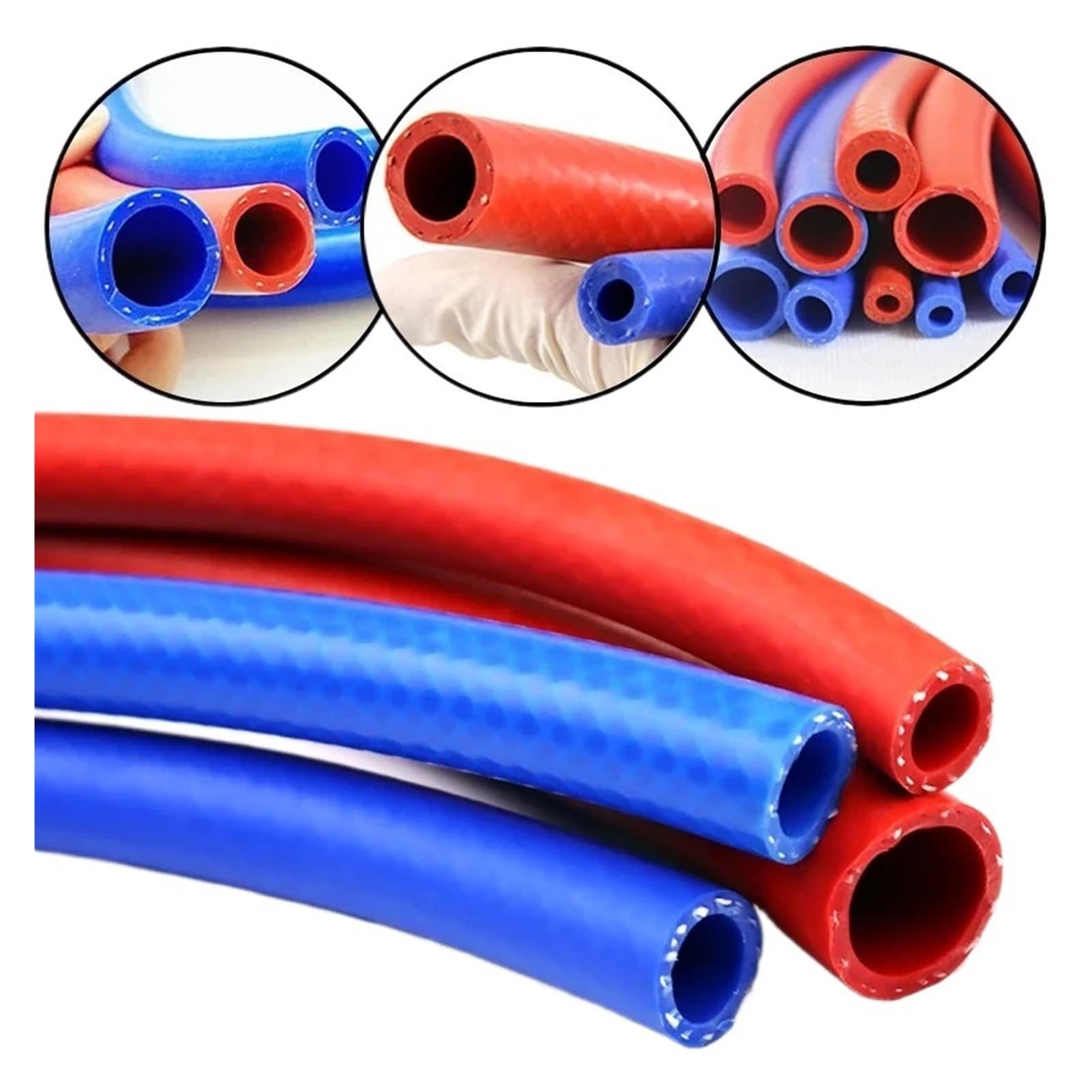 6/8/10/12mm Silikon Schlauch Automobil Heizung Wasser Rohr Motor Temperatur Vakuum Doppel Schicht Geflochtenen draht 1-3M(12x18mm-Blue,3 M)