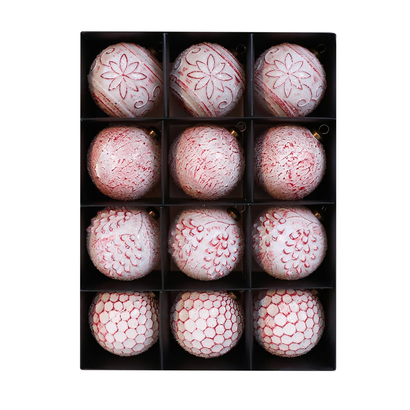 12Pcs Antiqued Christmas Baubles Decorations for Christmas Tree Hanging Ball Ornament for Holiday Party Centerpieces Ornament