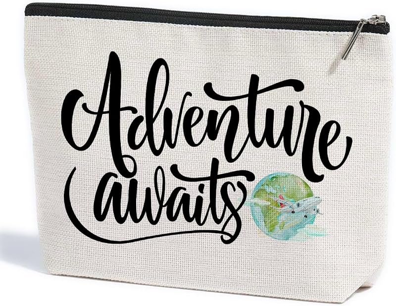 Necessaire de maquiagem ZHAMEN com estampa de letras, zíper em formato de coração e 1 unidade