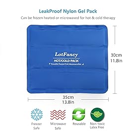 LotFancy Ice Pack for Injuries, Reusable Large Hot Cold Pack for Therapy, Heating or Cooling Gel Pad for Back Shoulder Knee Waist Sprains, Muscle or Joint Pain Relief, 14 x12
