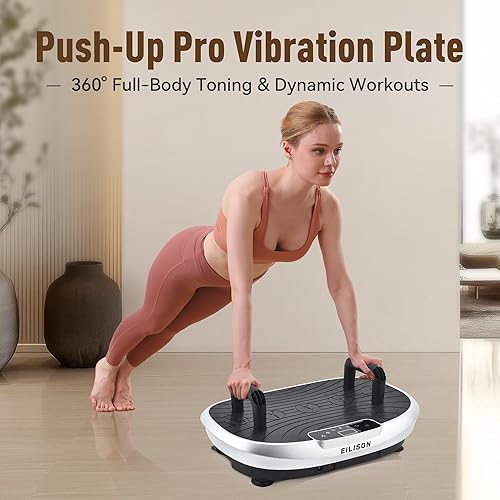 Miniatura 5 de EILISON FITABS - Máquina de ejercicio con placa de vibración 3D con asiento, plataforma de ocsilación, pulsación + vibración, push up | Máquina de