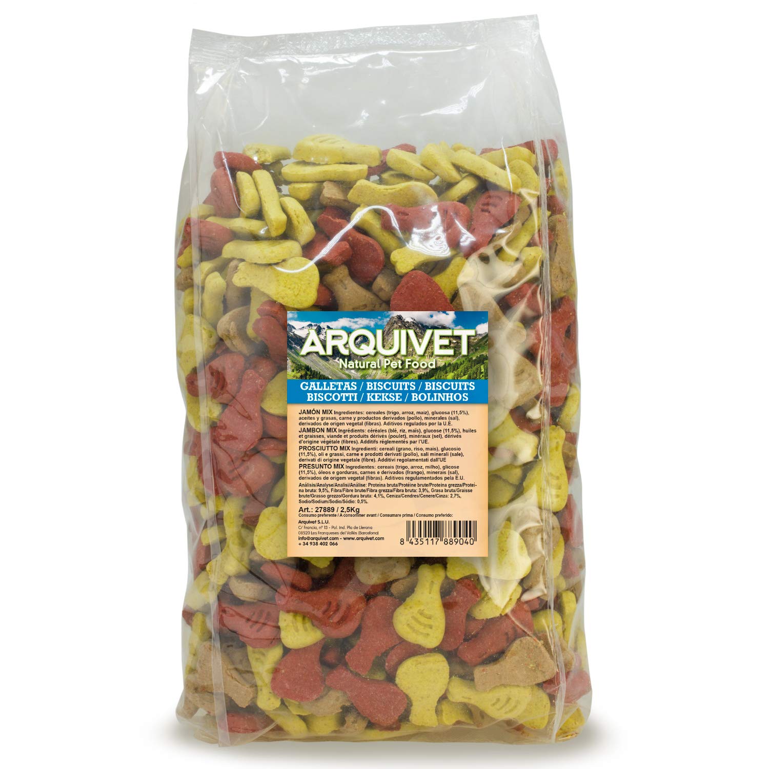 Arquivet Galletas Jamón Mix para Perros, 2.5 kg (Paquete de 1)