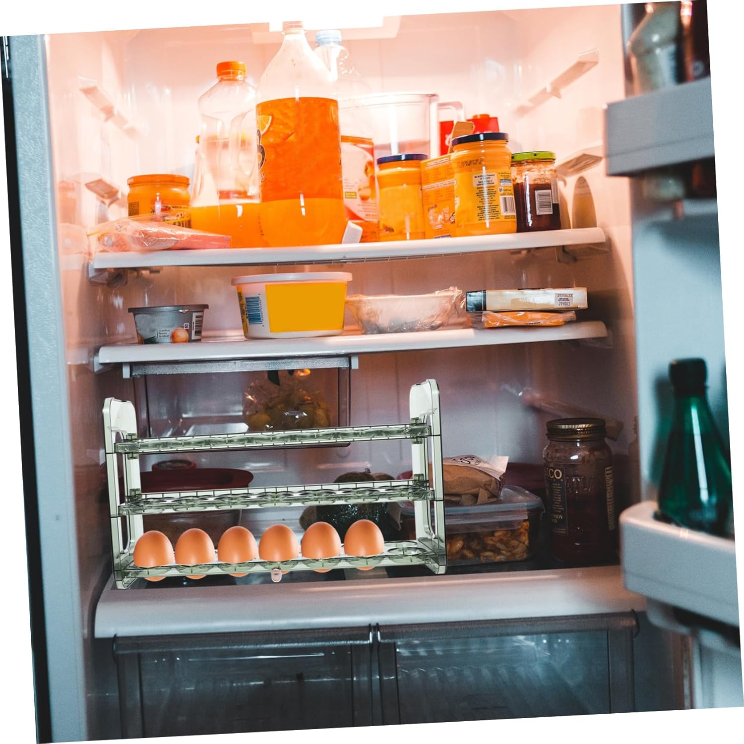 POPETPOP Refrigerator Egg Rack Multi-grid Egg Box Preservation Box Flip Storage Storage Case for Fridge