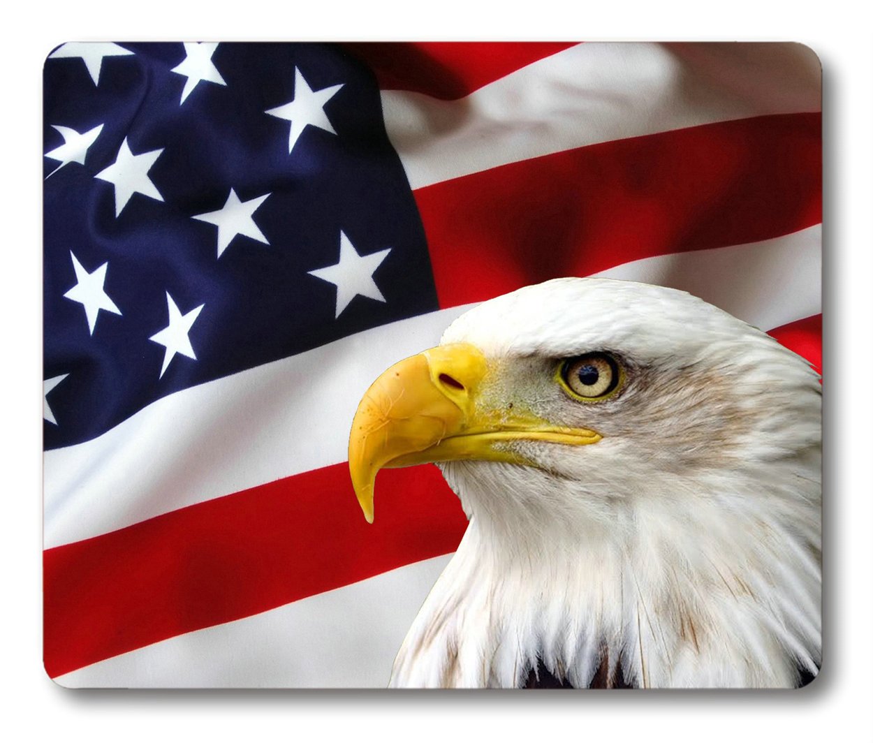 Smooffly Non-Slip Rubber Mousepad Eagle on American Flag Mouse Pad