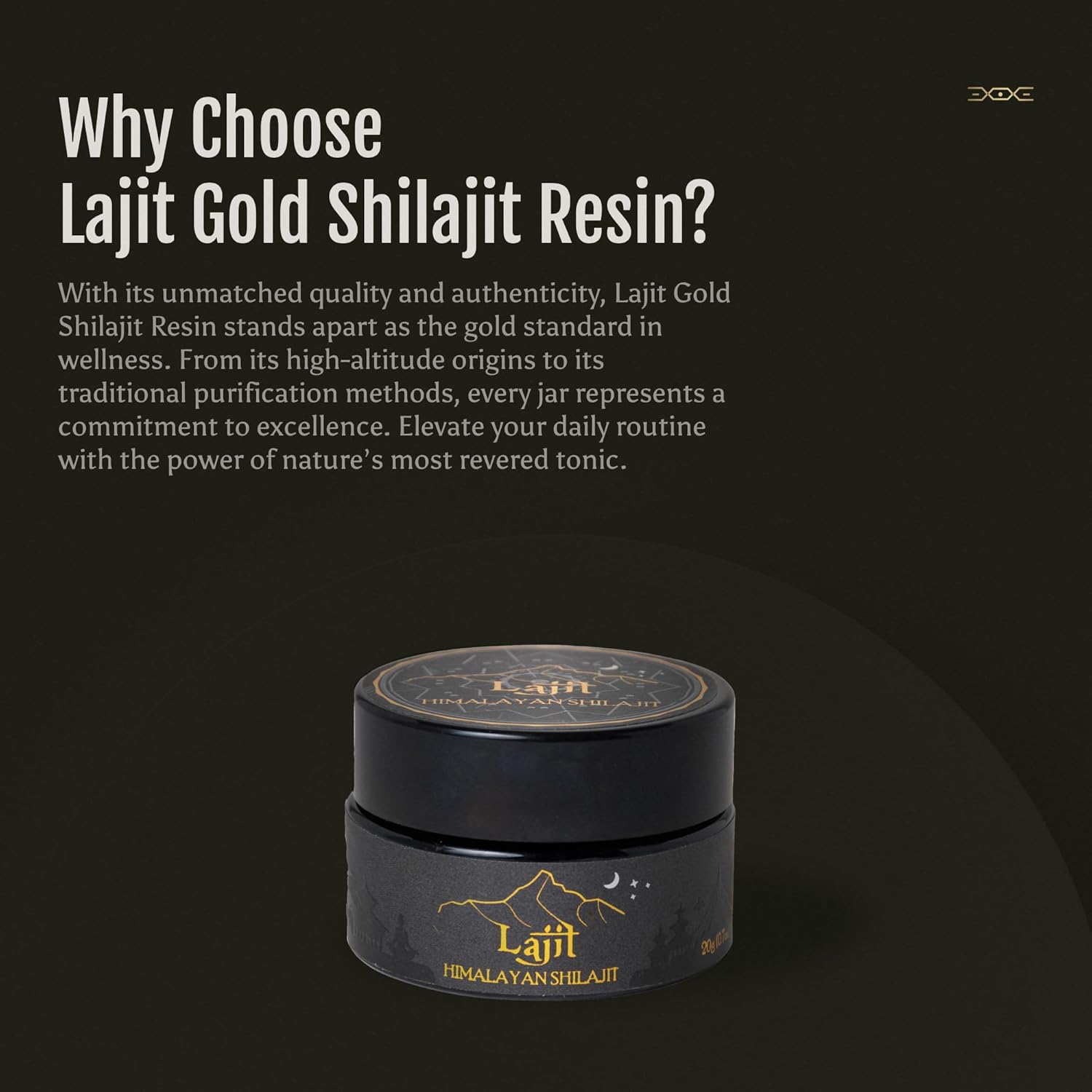 Lajit Gold Grade Himalayan Shilajit Resin – Organic, Sun-Dried, Bioavailable Nutrients, Fulvic Acid | Lab Tested Pure Shilajit for Men & Women - Natural Energy, Vitality, 85 + Trace Minerals - 20g