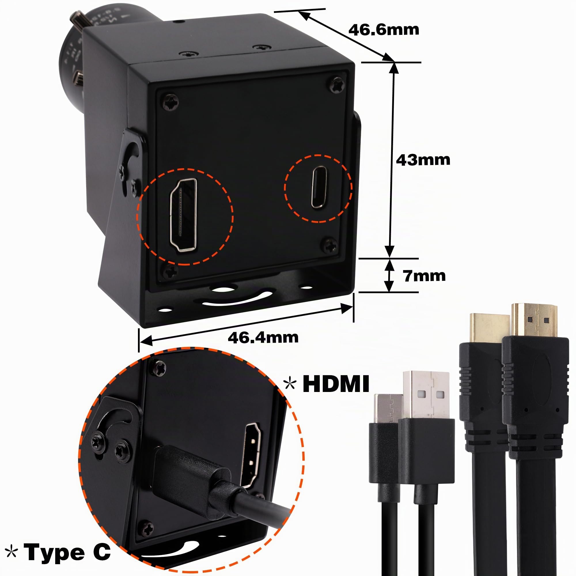 ELP ELP 4K HDMI USB Fotocamera Grandangolo 2.8-12mm Obiettivo varifocale Webcam Fotocamera ravvicinata Supporto H.265, Webcam Ultra HD 2160P con sensore IM415 per riunioni in streaming live su compute