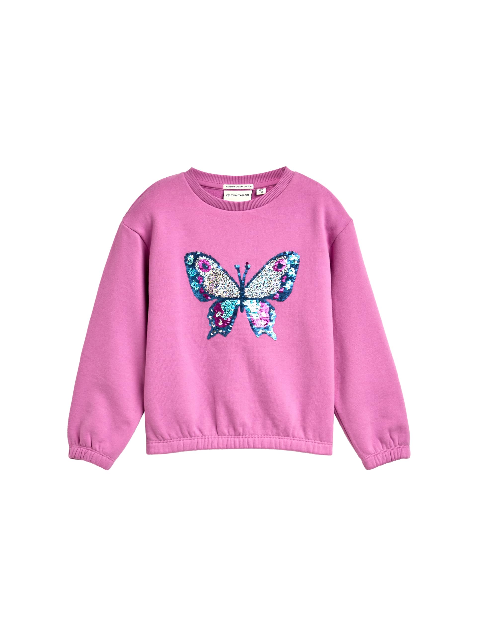 Tom Tailor Mädchen 1047437 Kinder Cropped Sweatshirt mit Wendepailletten (1er Pack)