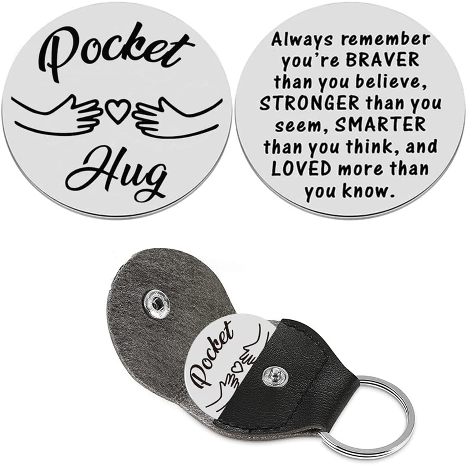 Fworuais Pocket Hug Token - Long Distance Relationship Keepsake, Thinking Of You Gift, Isolation Gift, Stainless Steel Double Sided Inspirational Keepsake, Stocking Filler