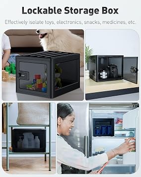 Uniclife Black Lockable Medicine Box with Combination Lock 13 L Large Locking Medicine Box Lockable Storage Box for Personal Items Phones Food & Snacks