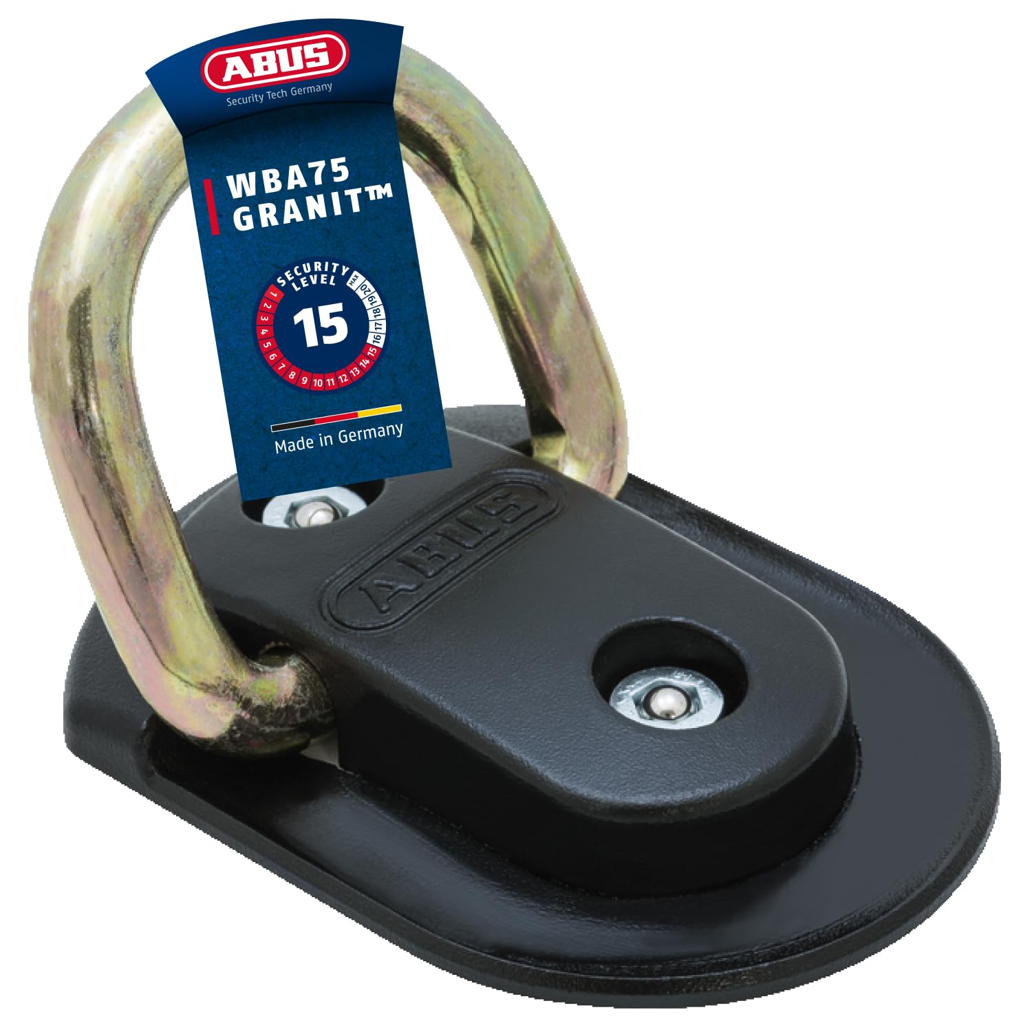 ABUS Granit WBA 75 wall and floor anchor - Fixing anchor for bicycle, motorbike or scooter - Anti-theft device for garages, cellars, house walls - security level 15, Black, One Size