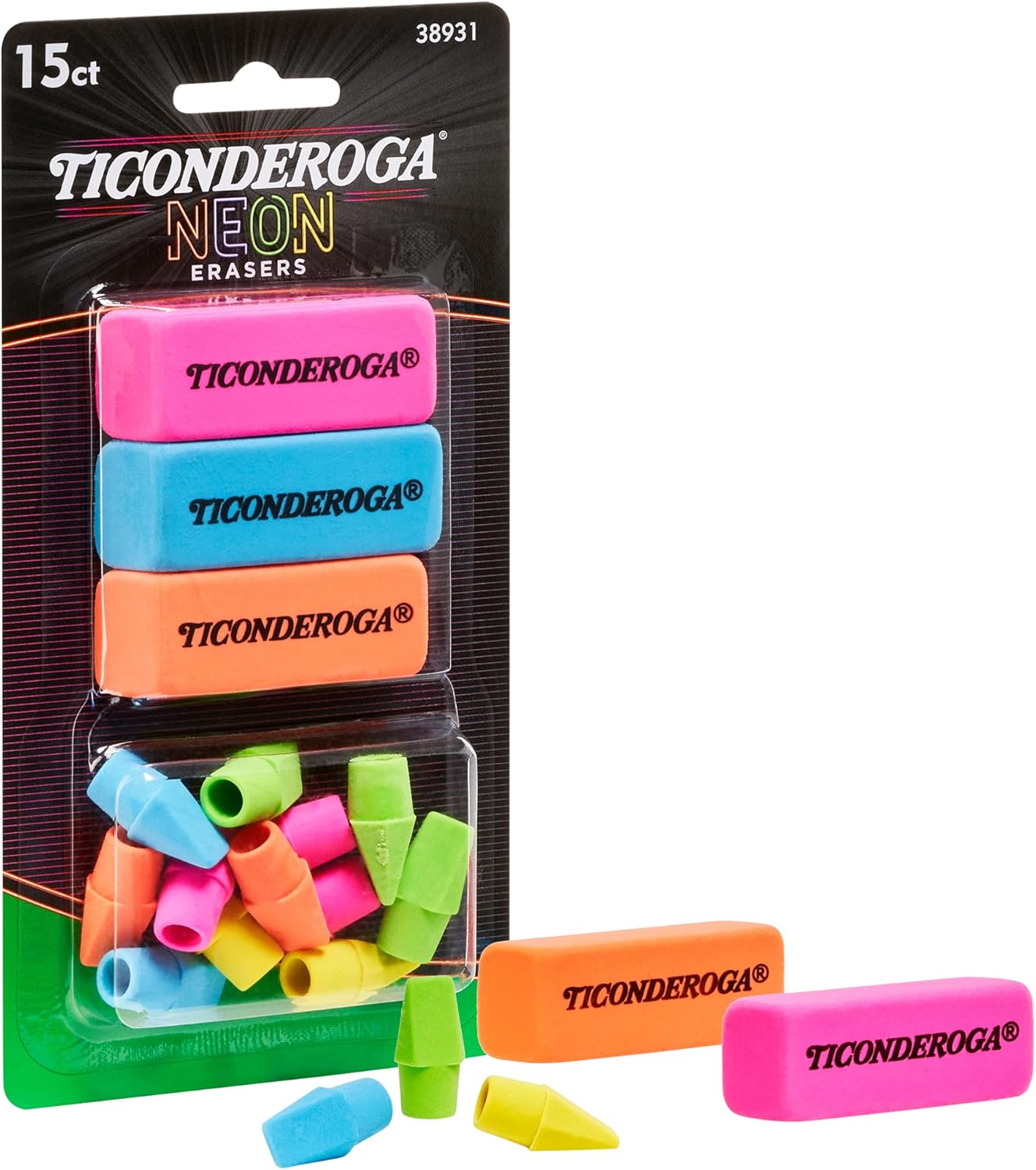 Dixon Ticonderoga Office & School Eraser Combination Set, 15 Eraser Multi-Pack, Multicolored (38931) : Pencil Erasers : Office Products