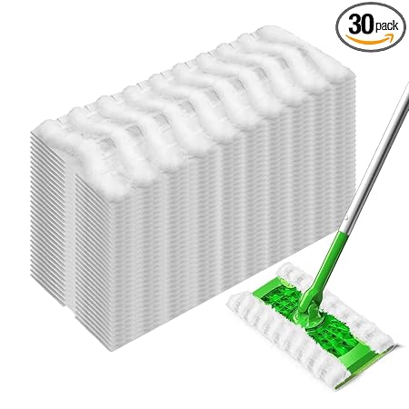 Upgraded Disposable Pet Mop Pads Compatible with Swiffer Dry Sweeping Cloths Duster Refill Disposable Household Cleaning Tools, 30 Count