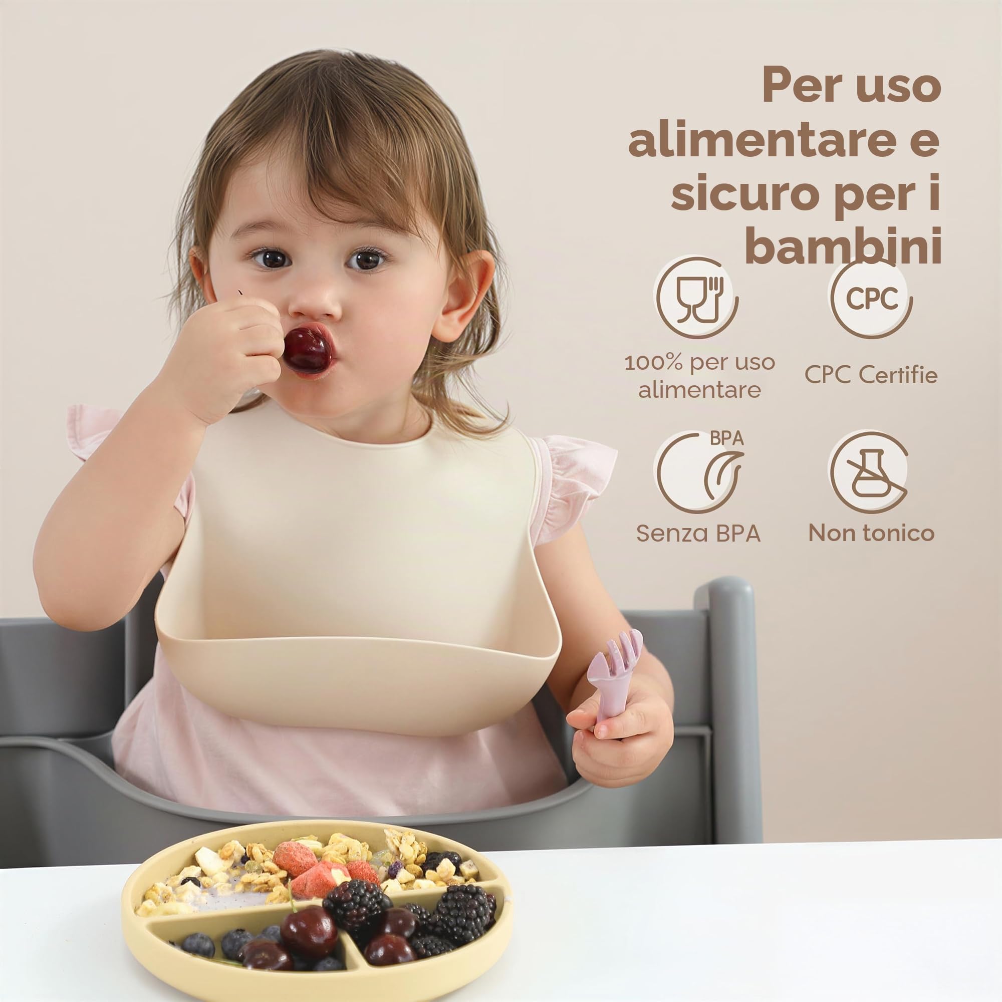 Moonkie Piatto Svezzamento Silicone, 2Psc Piatto con Ventosa per Bambini, con Cucchiaio e Forchetta, Set Pappa Svezzamento Senza BPA, per Lavastoviglie Freezer e Microonde(Menta/Azzurro)