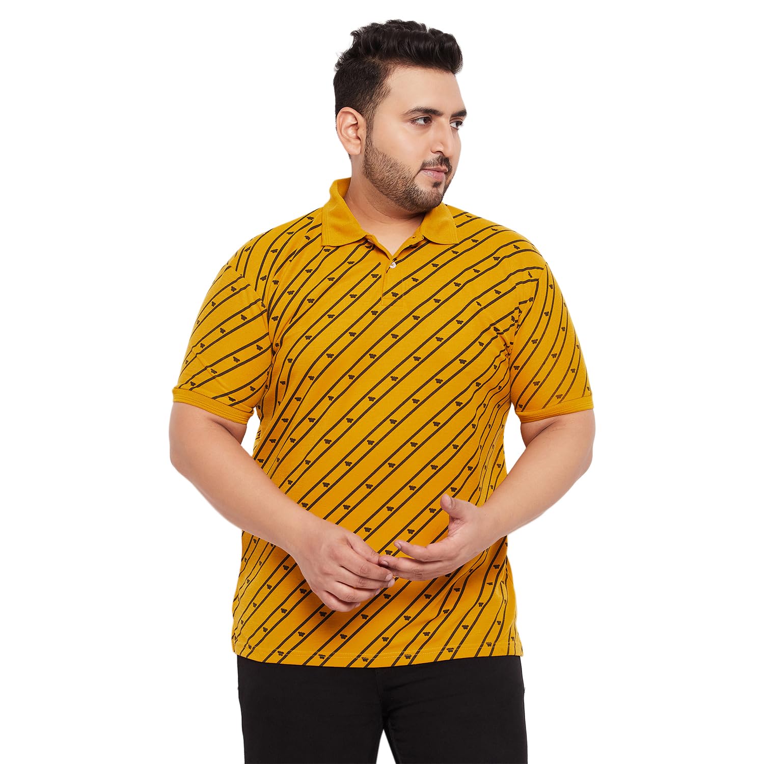 GET GOLF Men's Plus Size Cotton Blend Tshirt-BigC-1006-MUSTARD_5XL