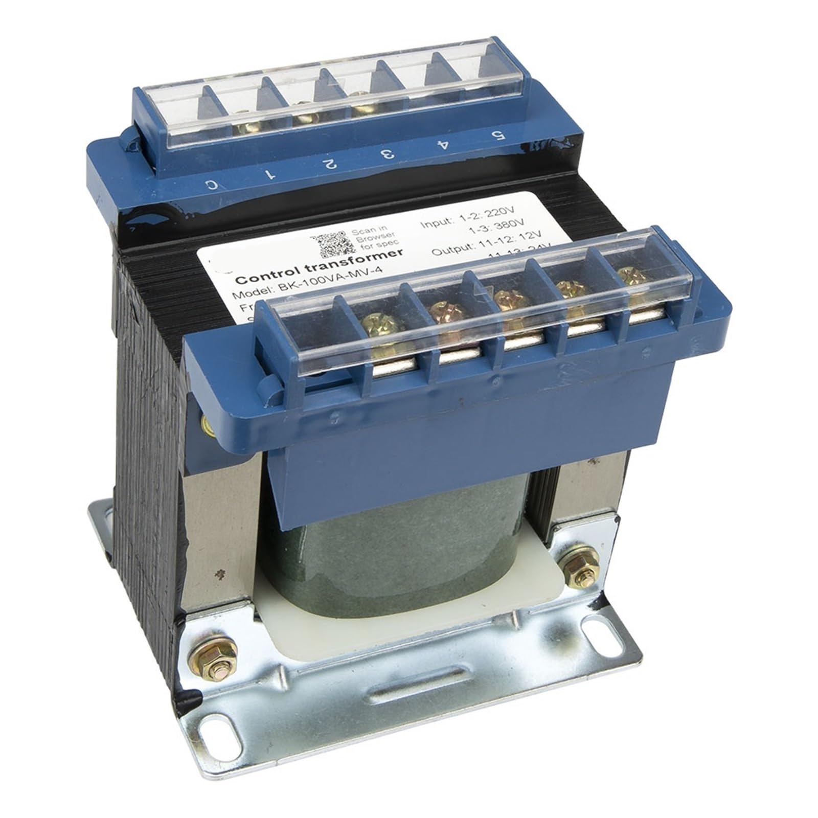 Transformateur de contrôle BK-100VA robuste avec sorties multiples 24V 110V