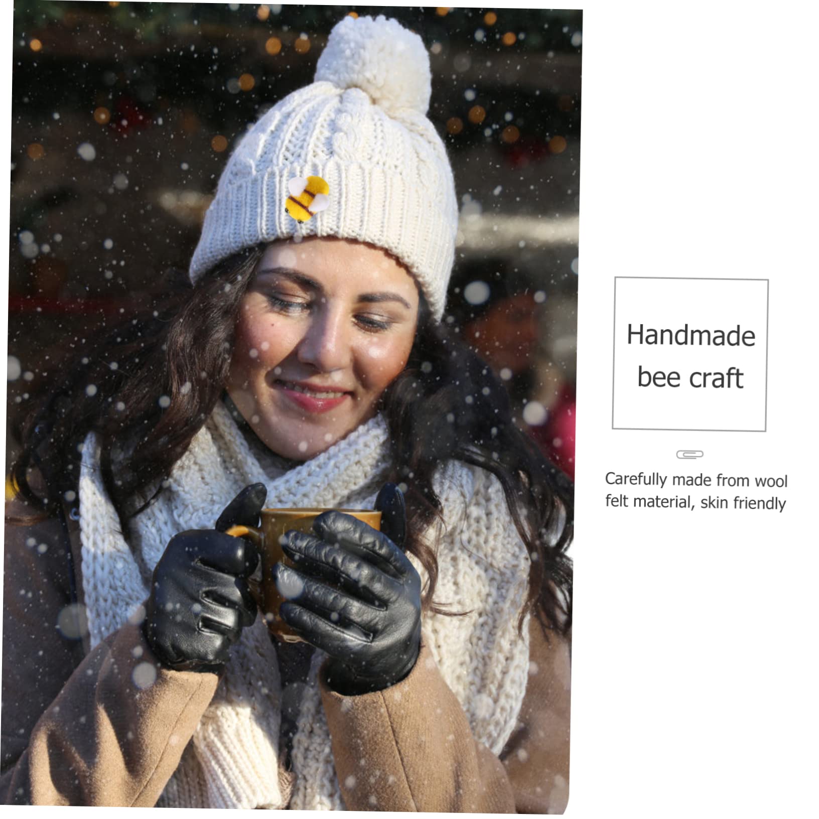 CLISPEED Wool Felt Bee Craft: 10 PCS DIY Handmade Accessory Decoration for Costumes Clothing - Image 3