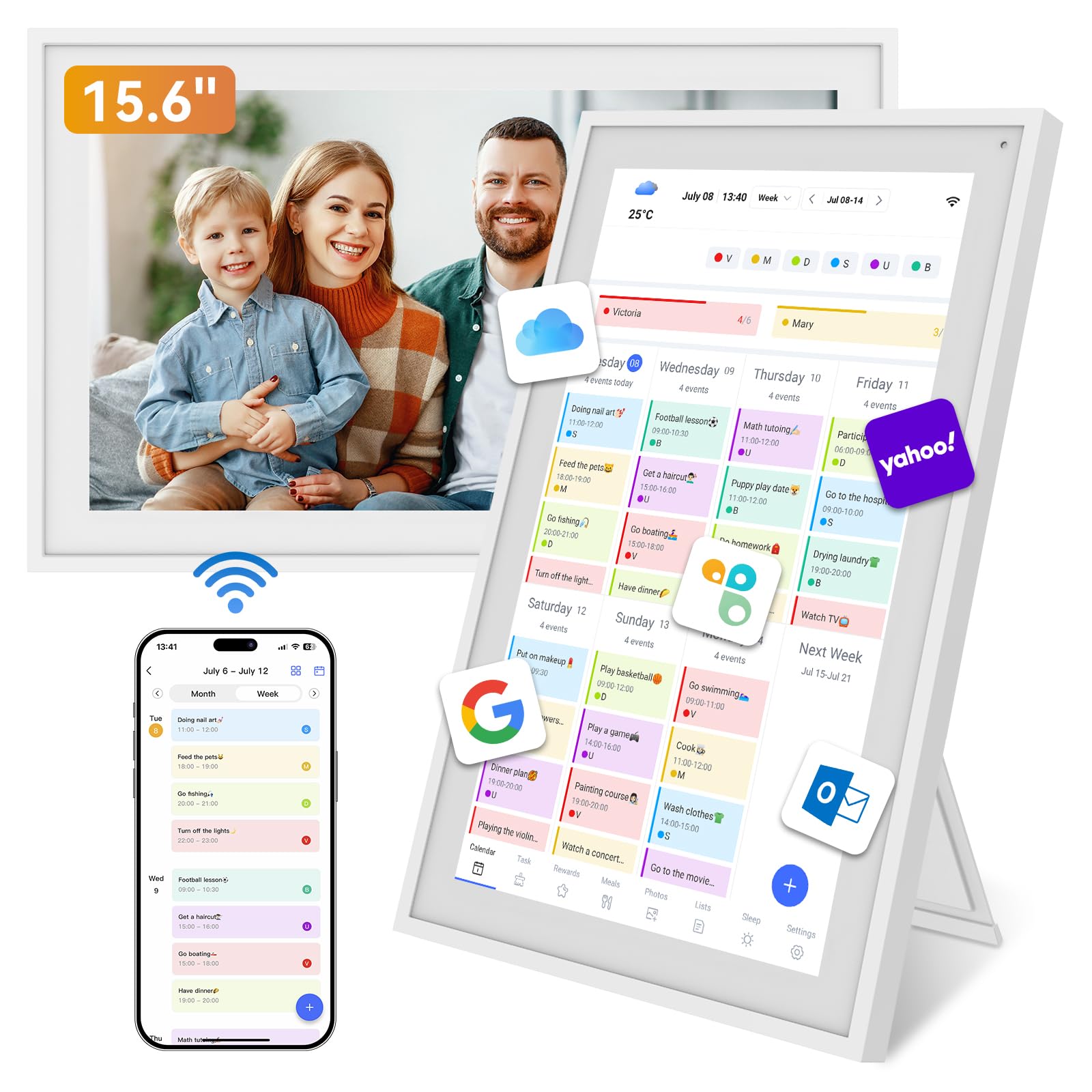 Digital Calendar, 15.6 Inch Electronic Calendar Smart Wall Touchscreen Interactive Display for Family Schedules, Wall Planner Digital Photo Frame, Organizing Your 2026 Calendars Wall & Desk Mountable