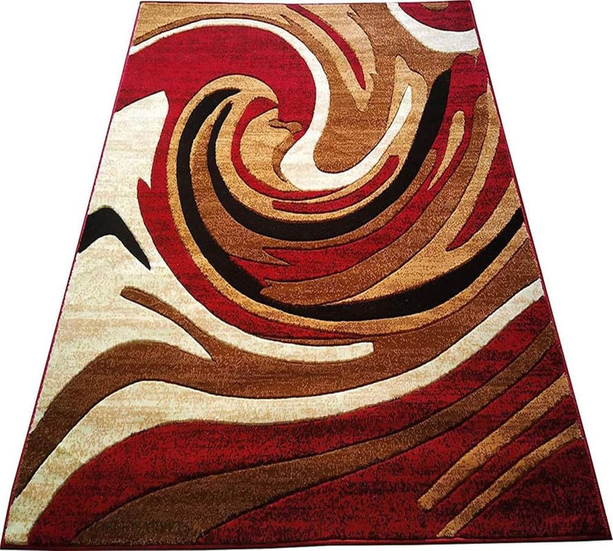 Image of Soft Premium Red Carpet 5x7 ft - Washable, Anti-Skid, Fade-Resistant Acrylic Rug for Living Room, Hall, Bedroom, Modern Decor