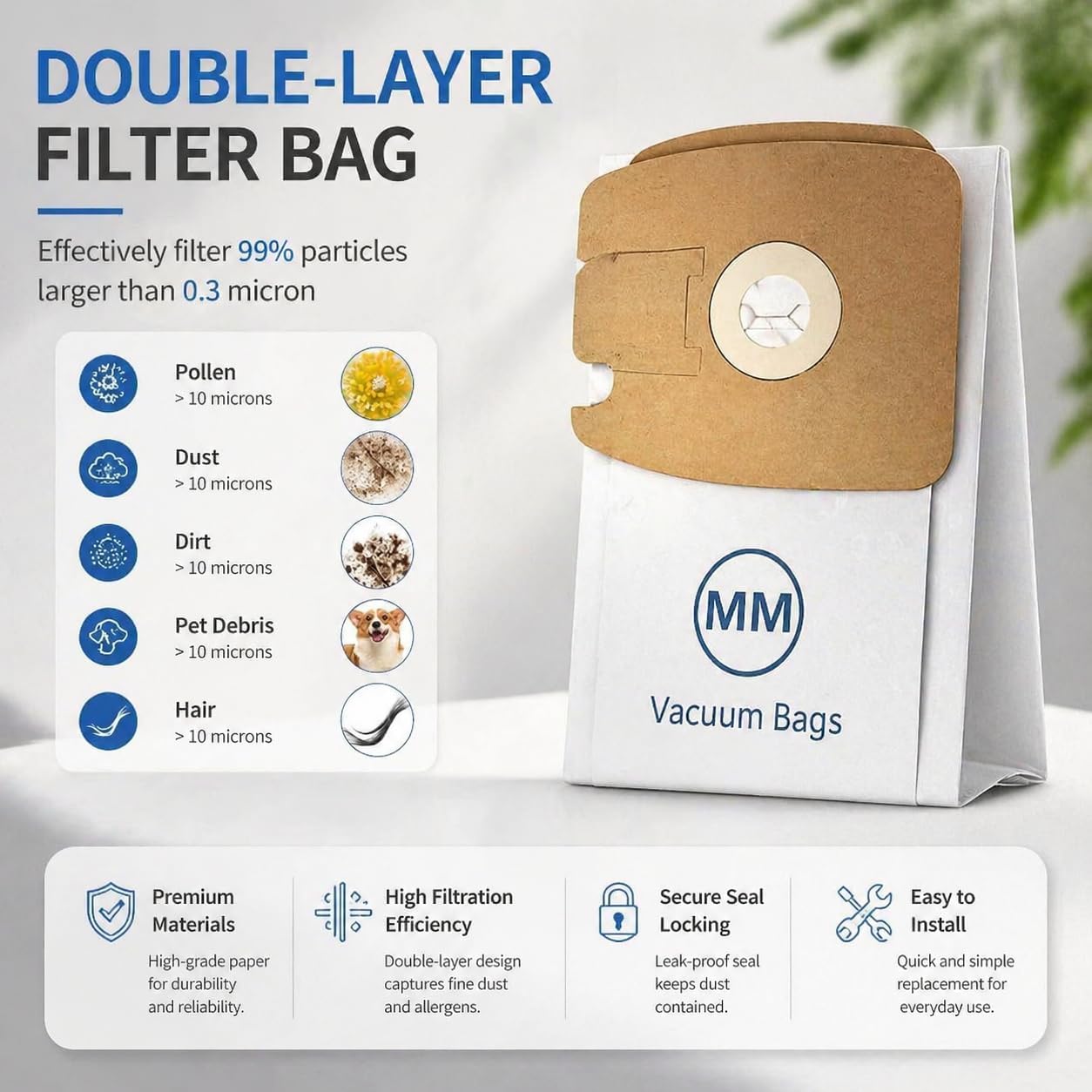 14 pack 3670 & 3680 MM Micro Filtration Vacuum Bags for Eureka Style MM Eureka Mighty Mite 3670 3670M 3670H 3670G 3680 4100 S4170 4300-4600 and 5180 Series