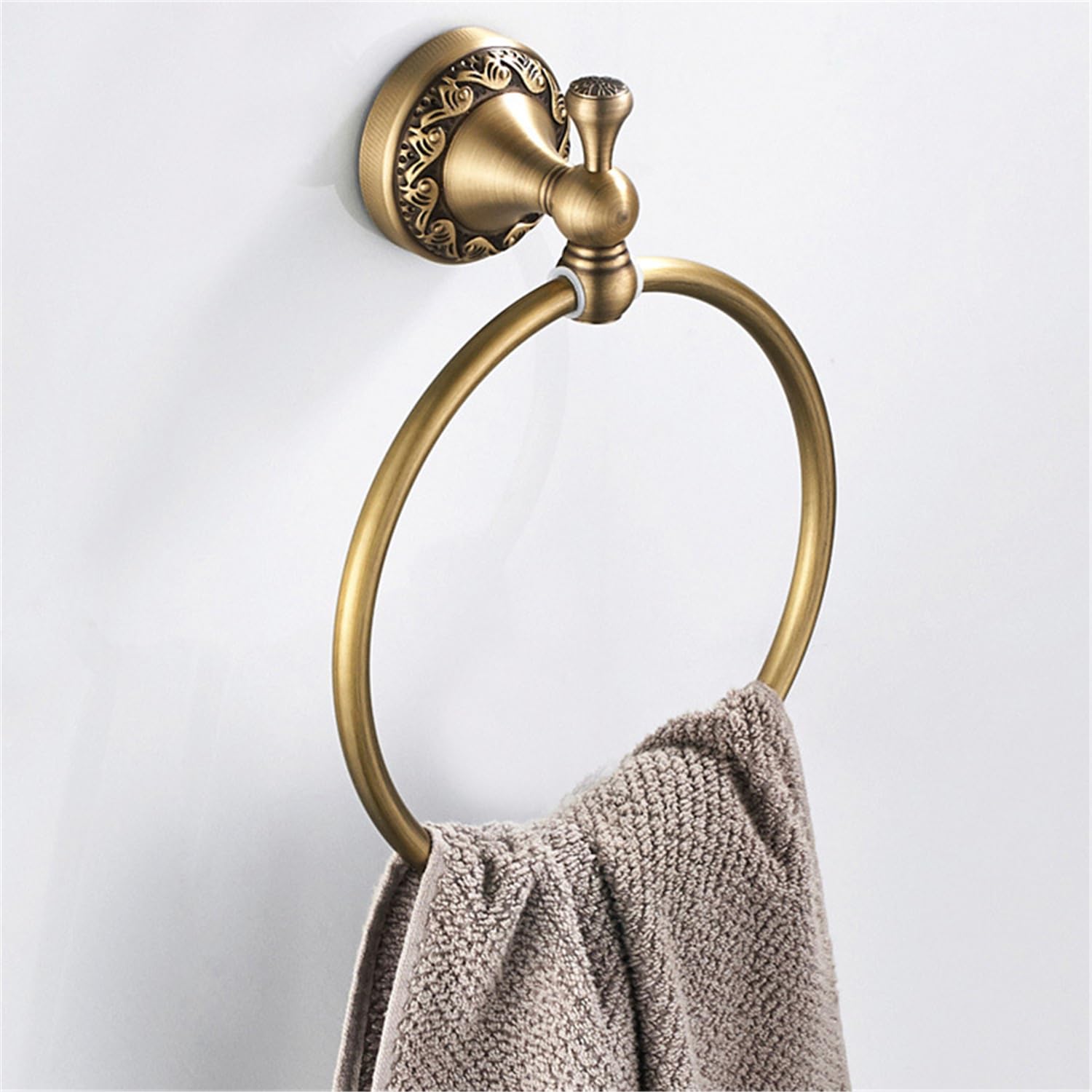 Flybath Round Towel Ring Antique Brass Exquisite Pattern Carving Hanger Hand Towel Holder for Bathroom Kitchen Accessories Wall Mounted - Image 3