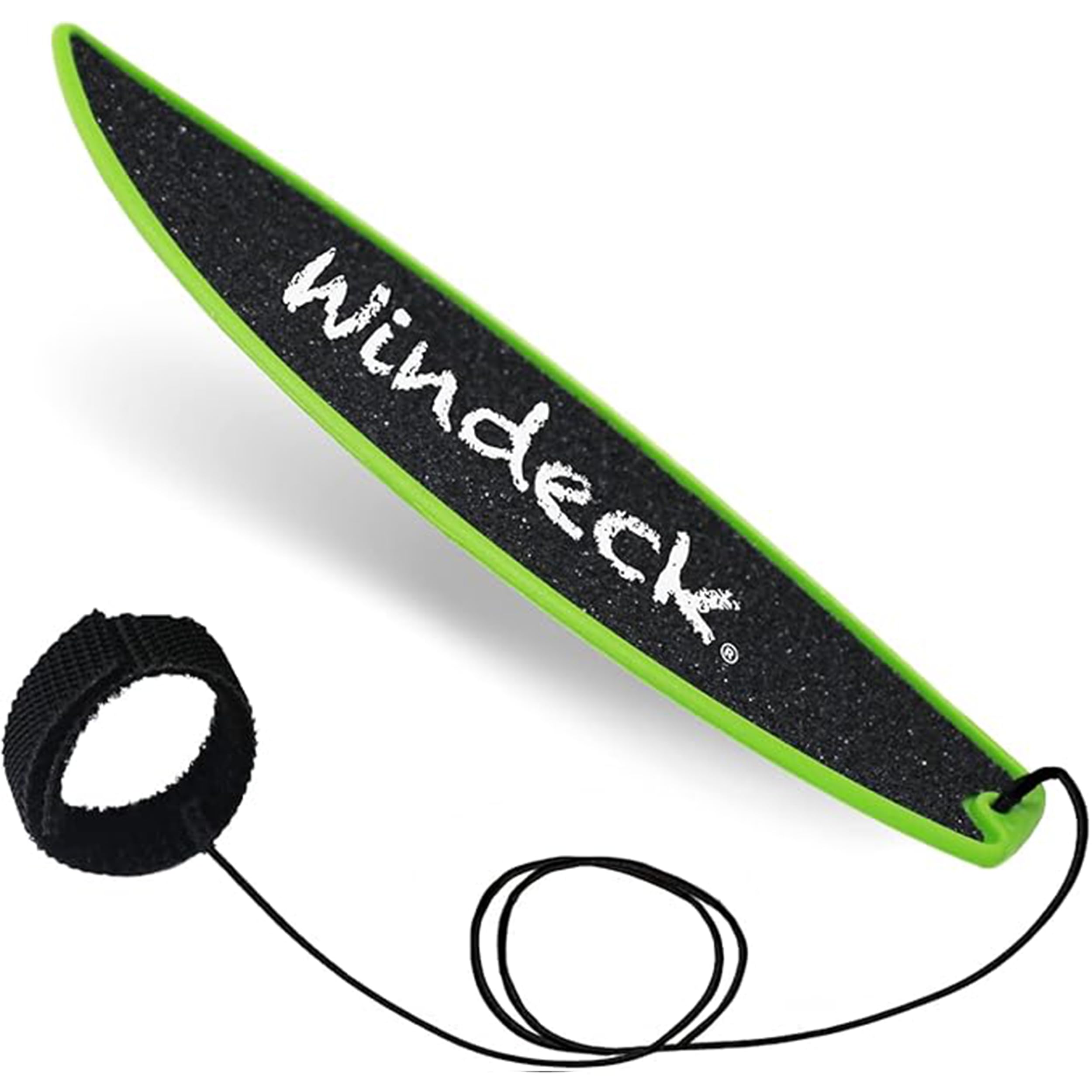 Windeck Finger Surfboard – Mean Green Mini Hand Surf Toy for Car Window Air Tricks | Includes Grip Tape & Leash | Fun Finger Board for Skaters,