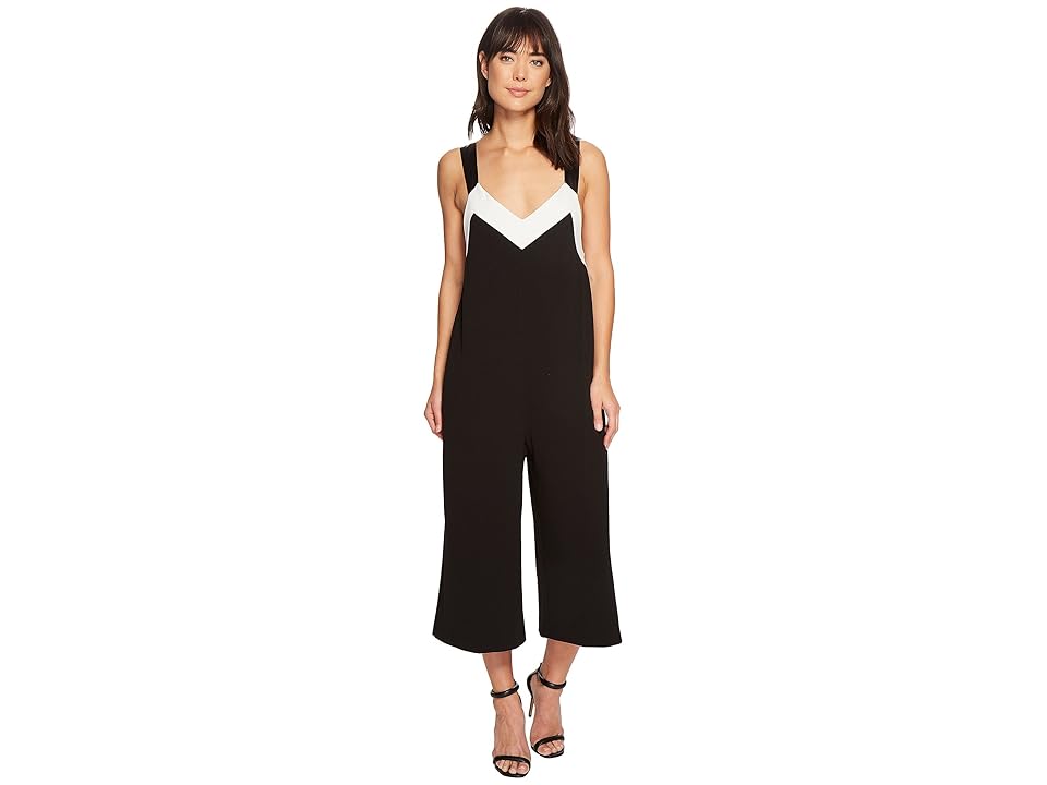 

CATHERINE Catherine Malandrino Tre V-Neck Color Block Straight Leg Jumpsuit (Black/White) Women's Jumpsuit & Rompers One Piece