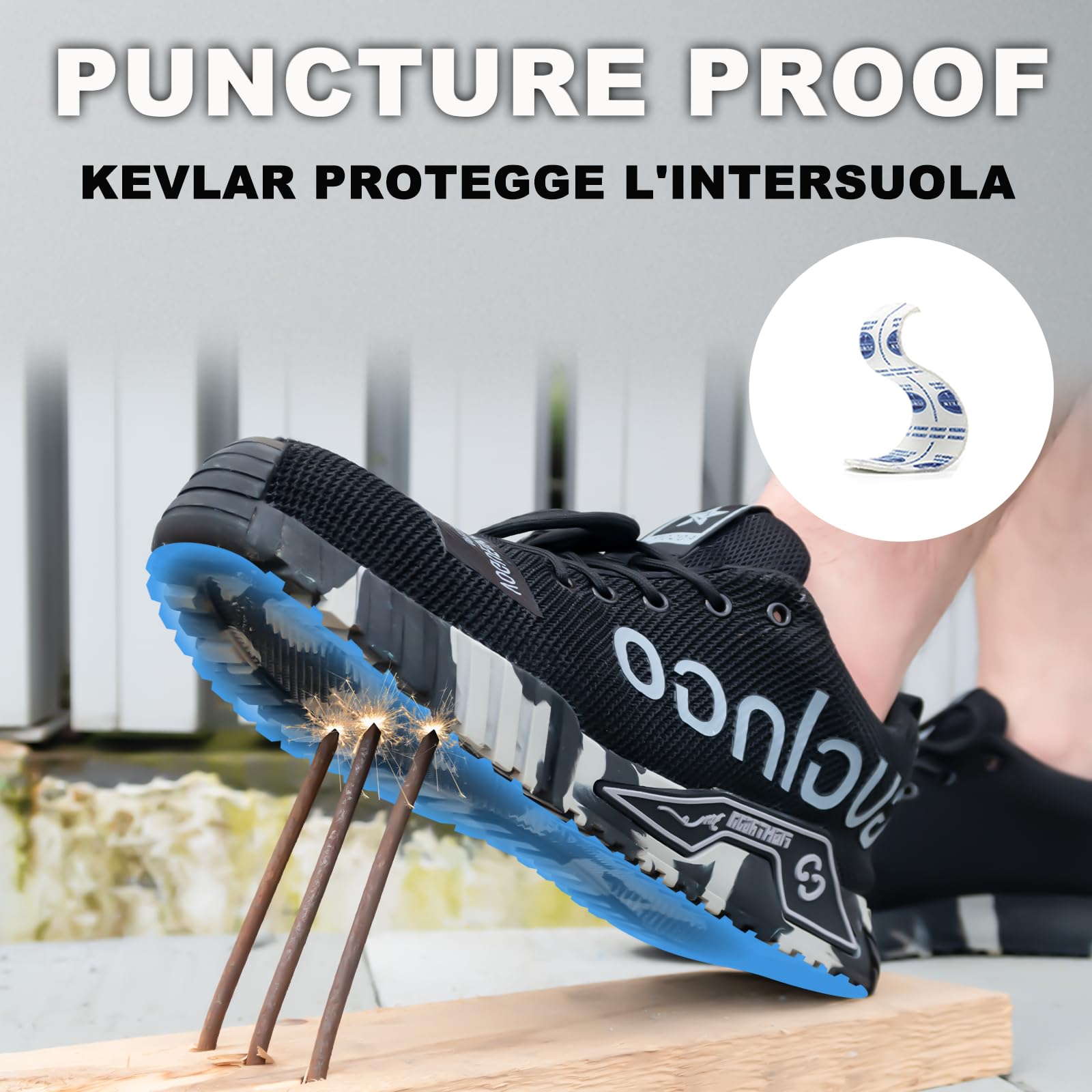 Scarpe Antinfortunistiche Uomo Donna - Punta in Acciaio, Protezione Antiforatura, Scarpe da Lavoro Leggere Comfortevoli Antiscivolo, per Cantieri Industria E Trasporti