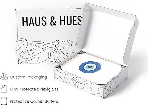 Vista 161 de HAUS AND HUES Evil Eye Decor - Navy Blue Wall Art, Evil Eye Wall Decor, Mykonos Artwork, Evil Eyes Print, Big Eyes Painting Print, Evil Eye Poster