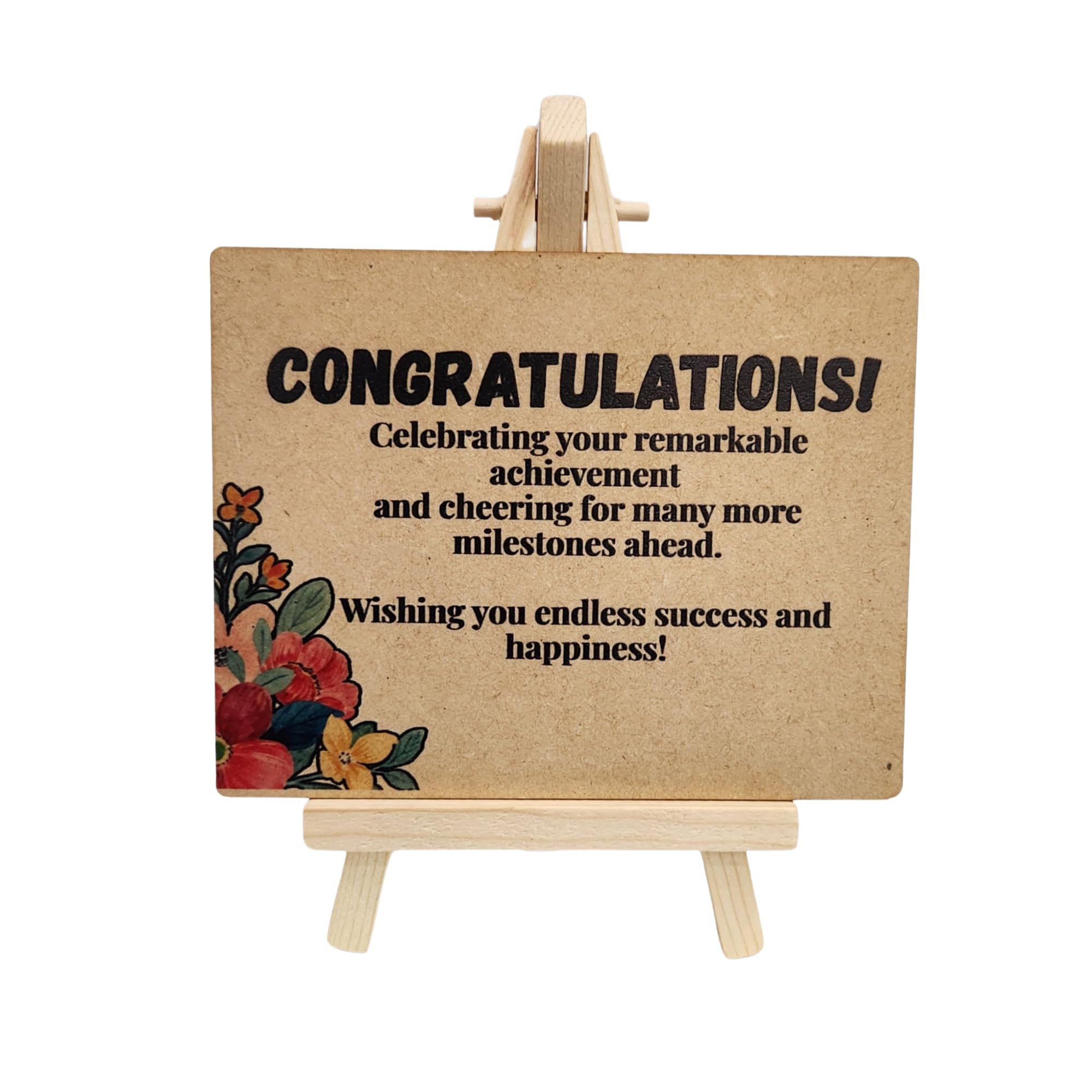 tinydabba Wooden Congrats Plaque with Easel – Congrats Gift (4×5 Inches) – Success Milestone Tabletop Decor for Graduations, Promotions, and Awards, Achievements-image-18