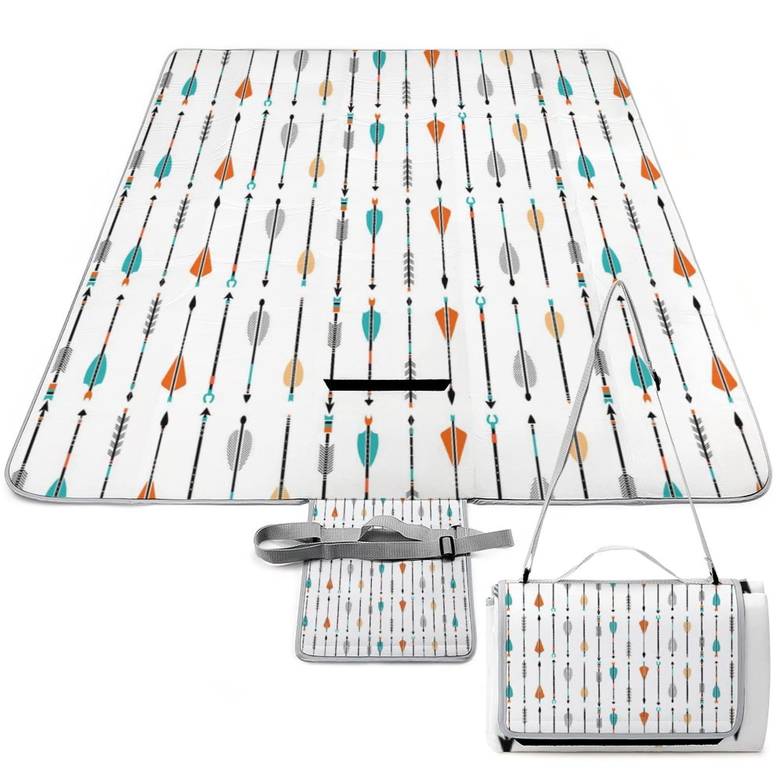 Colorful Arrows PortableAnd Extra Large Picnic & Outdoor Blanket Rustic Vintage Country Boho Arrows for Outdoor Picnics, Beach, Camping 58.3x58.3 Inch