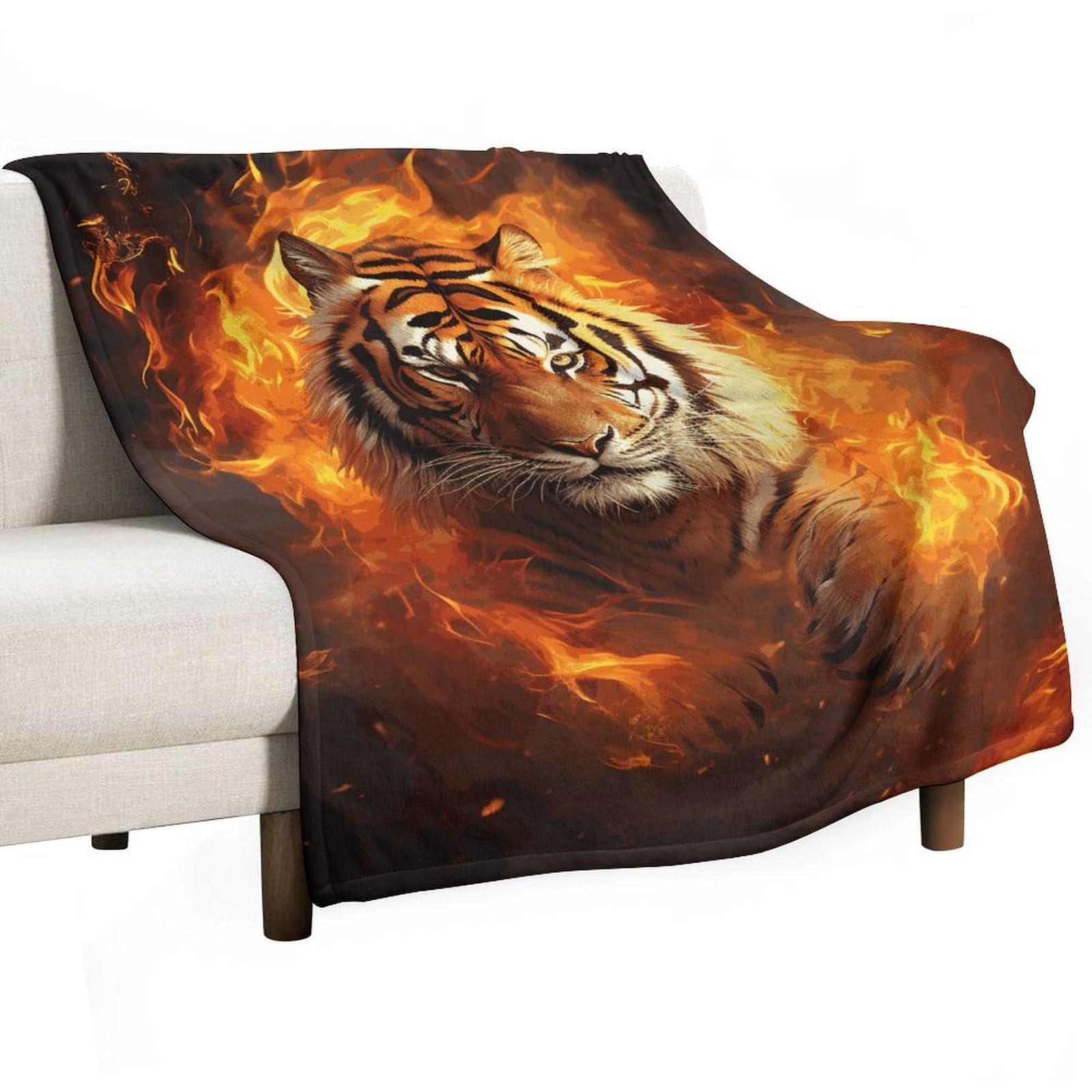 Couverture en flanelle tigre pour un canapé chaleureux et cocooning