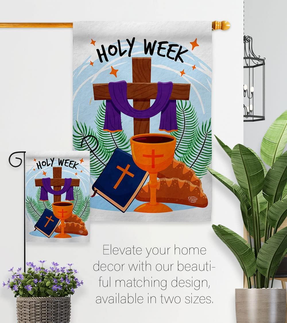 Holy Week House Flag Religious Faith Hope Grace Peace Dove Christian Religion Easter Decoration Banner Small Garden Yard Gift Double-Sided, Made in USA