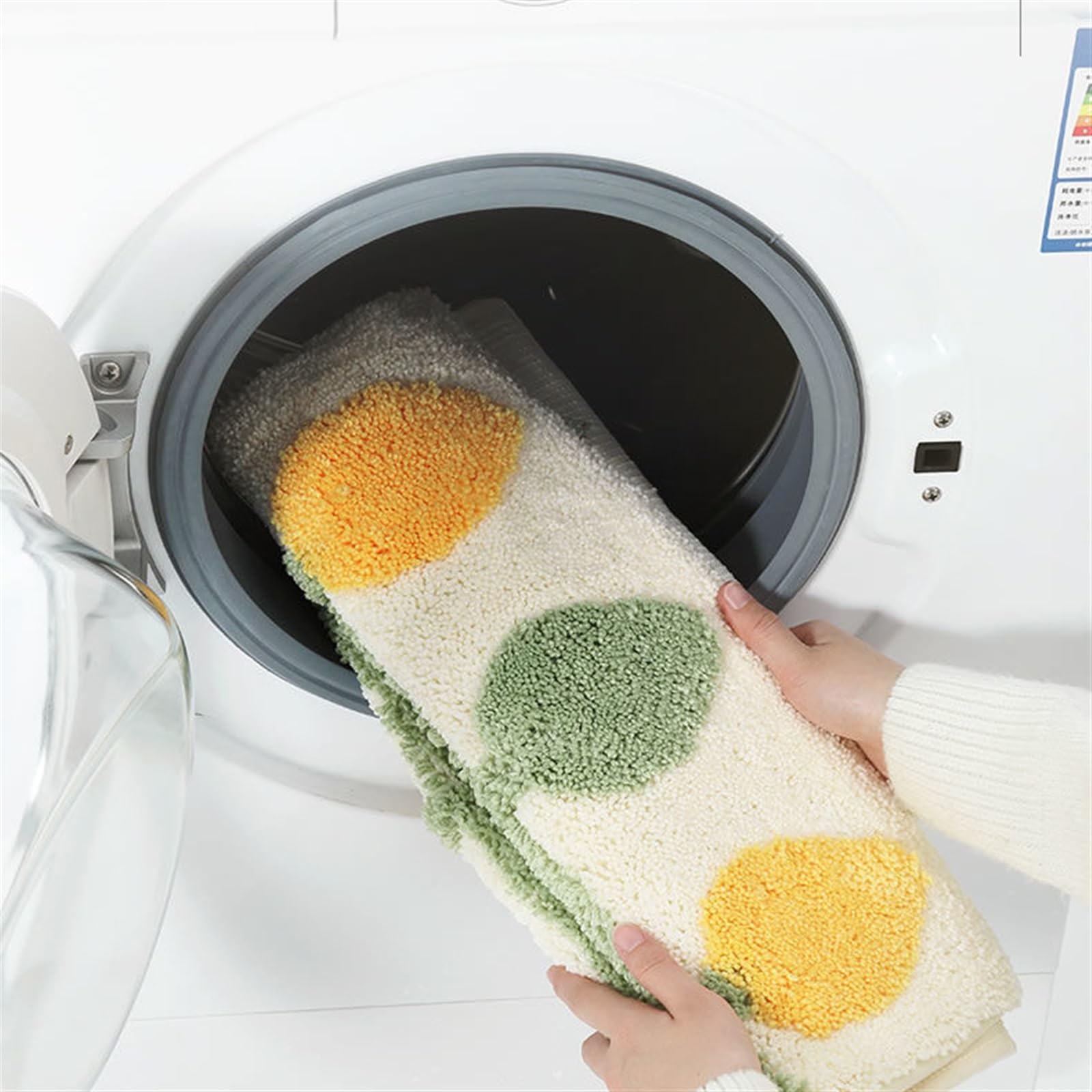 SUABON Tapis ovale irrégulier, tapis moderne imitation cachemire, antidérapant et lavable, tapis de sol pour décoration de chambre à coucher, tapis moderne pour salon