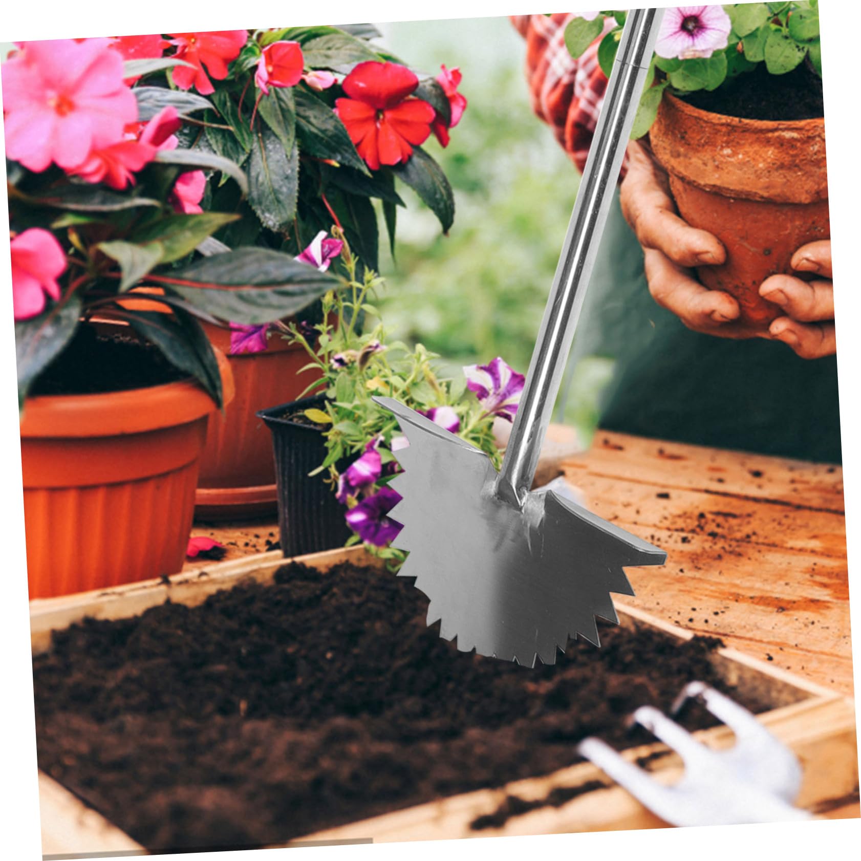 Toyvian Bordatore Manuale per Prato Denti Seghettati Attrezzo da Giardinaggio Manico per Bordi Giardino Bordatore per Resistente in Acciaio Inox
