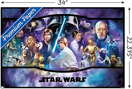 Miniatura 3 de Star Wars Original Trilogy - Póster de pared con bandera, 34 pulgadas de largo x 22.4 pulgadas de ancho, versión premium sin marco