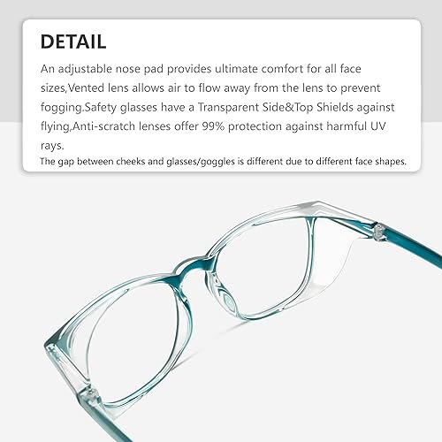 Miniatura 2 de Gafas de seguridad antivaho Z87.1 con bloqueo de luz azul, antipolvo, protección UV para hombres y mujeres (azul001)