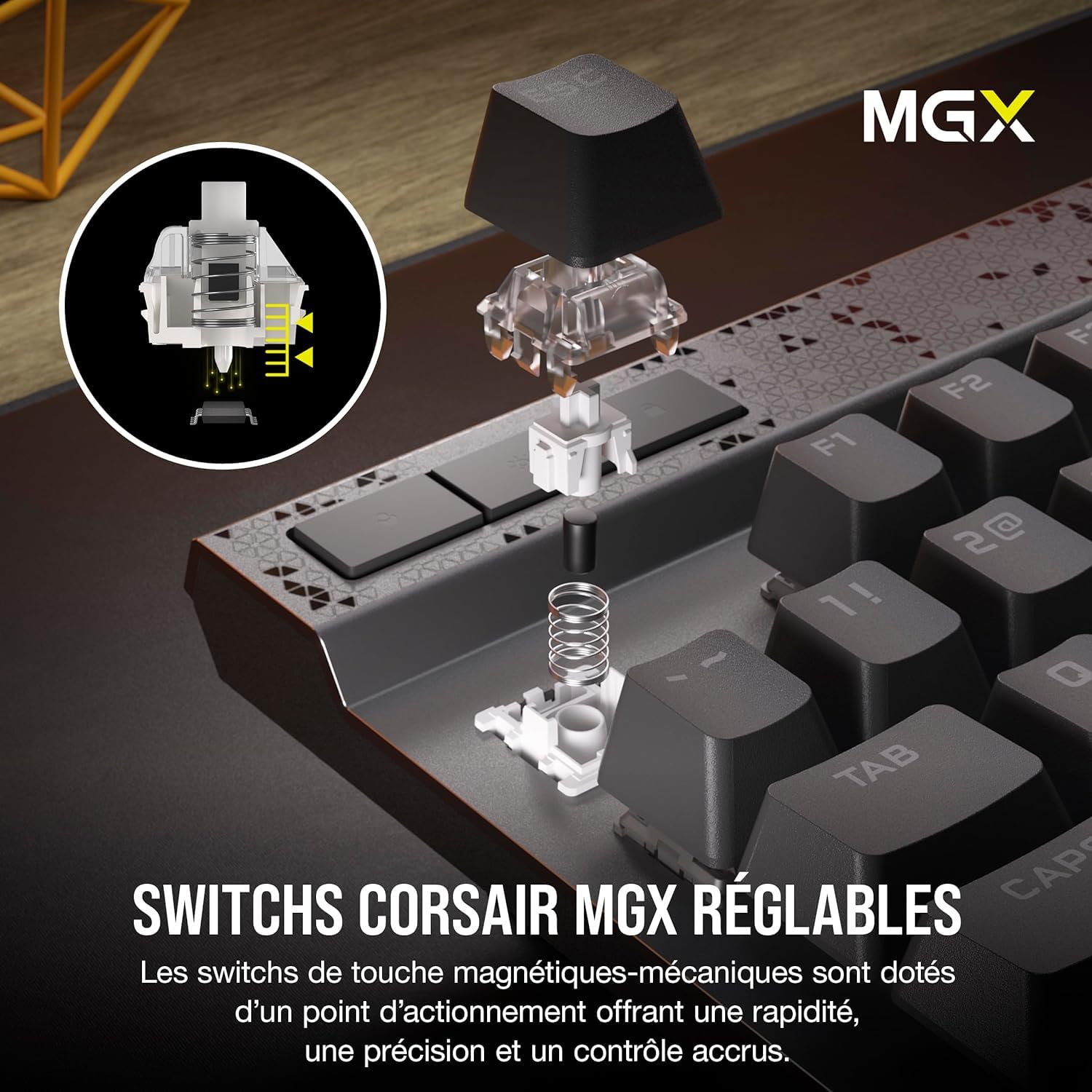 CORSAIR K70 MAX RGB Magnetic Tastiera da Gioco Meccanica cablata - MGX Switches Regolabili - PBT Double Shot Keycaps - Rapid Trigger Mode - Compatibile con iCUE - PC, PS5, PS4, Xbox - AZERTY FR -