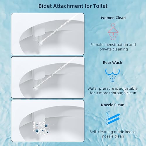 Vista 2 de Hibbent Accesorio de bidé para inodoro, boquilla doble autolimpiante, rociador de agua fría y caliente, asiento de inodoro mecánico no eléctrico