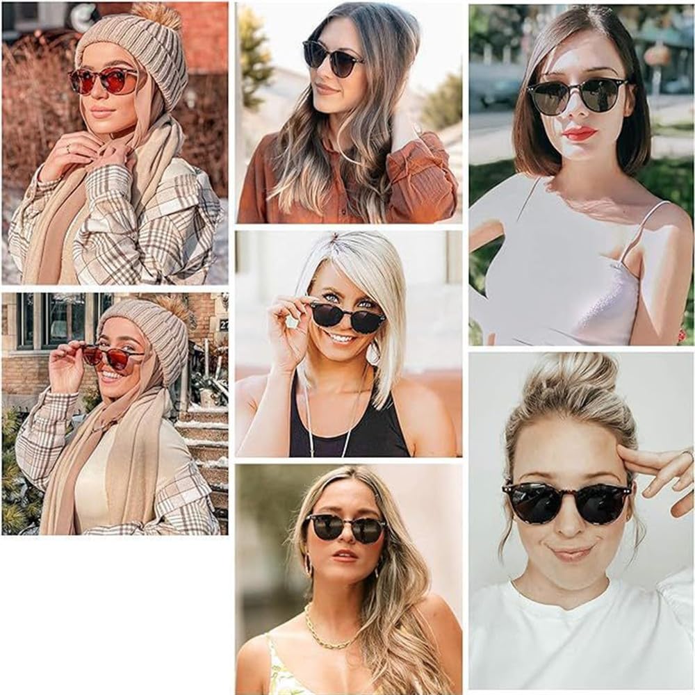 Occhiali da sole rotondi vintage alla moda per uomo e donna, lenti retrò con rivetti gialli e blu, occhiali da sole quad