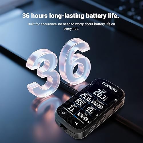 Miniatura 8 de COOSPO Computadora de bicicleta GPS CS600 con pantalla táctil a color, IPX7 impermeable inalámbrico para ciclismo, compatible con BluetoothANT+,