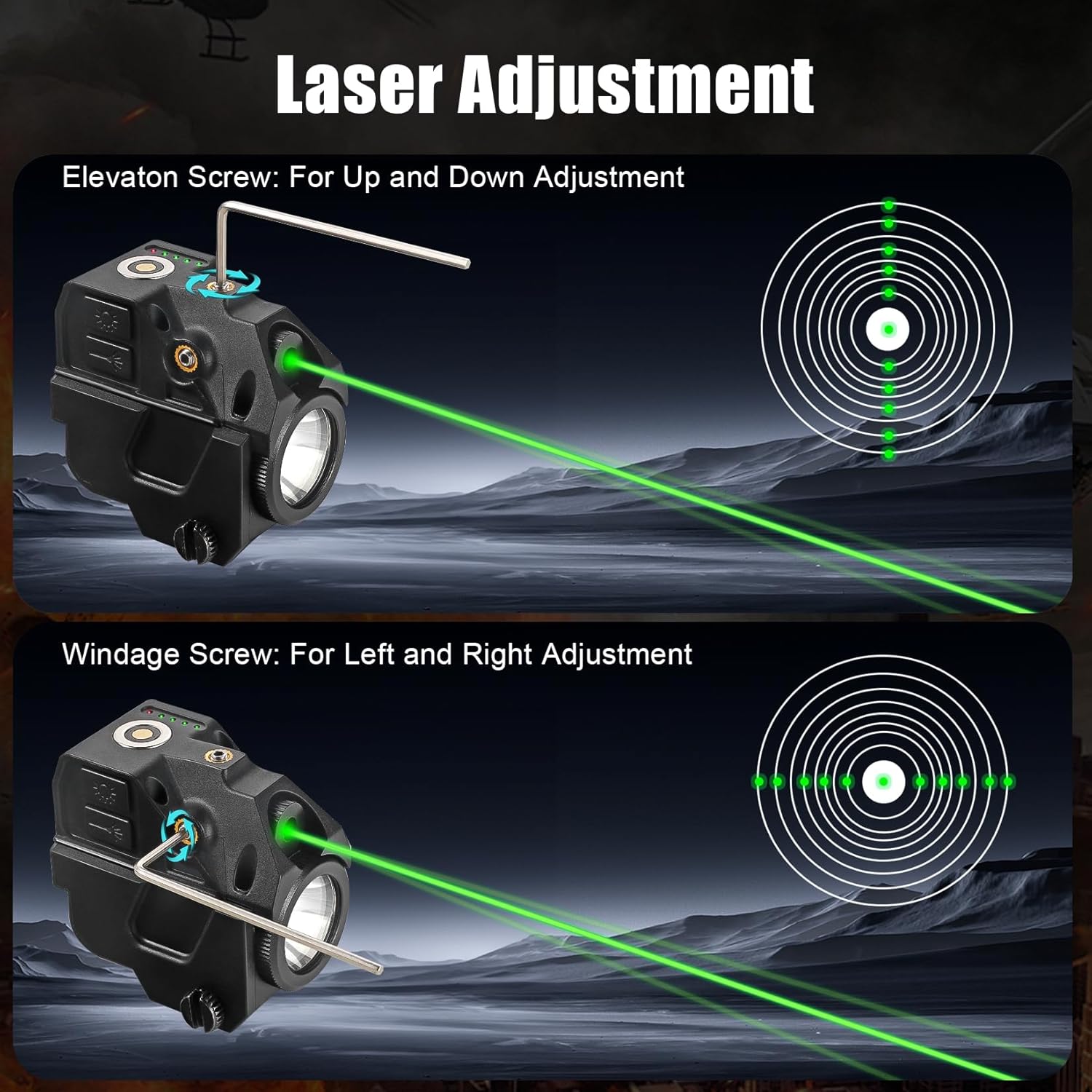 Lasercross CLL103 Flashlight Laser Sight,Magnetic Charging Green Dot Laser Sight for Pistol,Compact Laser Light Combo with Build-in Lithium Battery Used for 21mm Picatinny Rail on Handguns,Shotguns