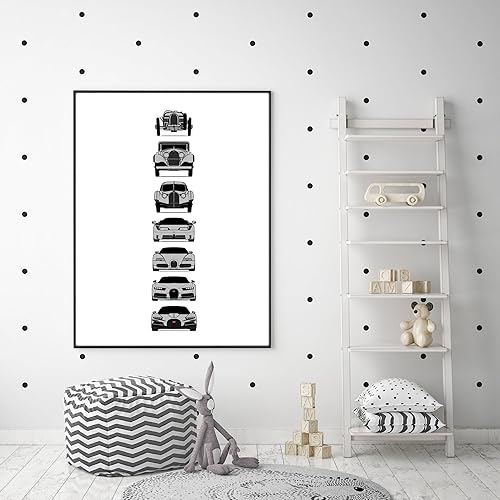Miniatura 10 de Bugatti Generations Inspired Car Poster - Handmade Print of Best of Bugatti Type 35 Type 41 Type 57SC EB110 Veyron Chiron - Blue 11x14 Metallic
